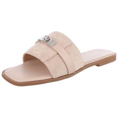 Ital-Design Pantoletten für Damen in Beige Ital-Design Pantoletten für Damen in Beige