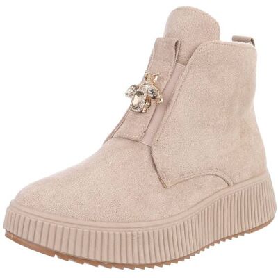 Ital-Design Plateaustiefeletten für Damen in Beige Ital-Design Plateaustiefeletten für Damen in Beige