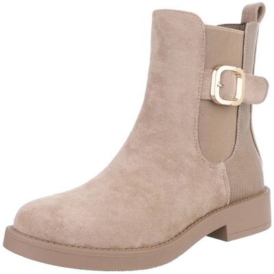 Ital-Design Flache Stiefeletten für Damen in Hellbraun Ital-Design Flache Stiefeletten für Damen in Hellbraun