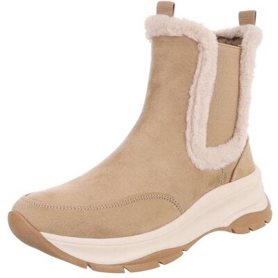 Ital-Design Plateaustiefeletten für Damen in Beige Ital-Design Plateaustiefeletten für Damen in Beige