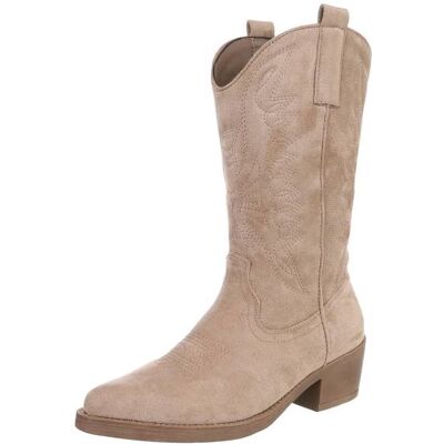 Ital-Design Western- & Bikerstiefel für Damen in Hellbraun Ital-Design Western- & Bikerstiefel für Damen in Hellbraun