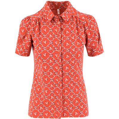 blutsgeschwister Kurzarm-Bluse kiss me chic Rot XS S M L XL Damen blutsgeschwister Kurzarm-Bluse kiss me chic Rot XS S M L XL Damen