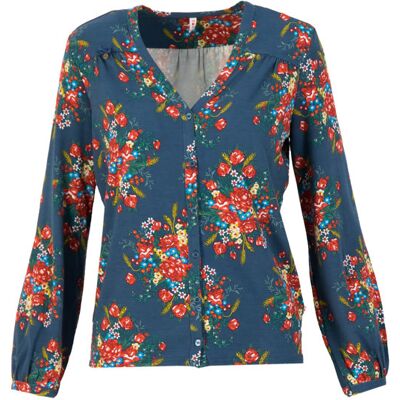 blutsgeschwister Bluse oh deer Blau XS S M L XL 2XL Damen blutsgeschwister Bluse oh deer Blau XS S M L XL 2XL Damen
