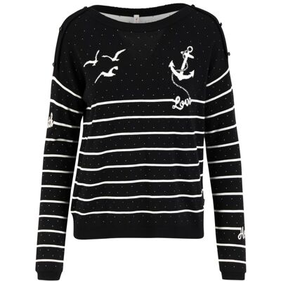 blutsgeschwister Strickpullover seaside cottage Schwarz XS S M L XL 2XL Damen blutsgeschwister Strickpullover seaside cottage Schwarz XS S M L XL 2XL Damen