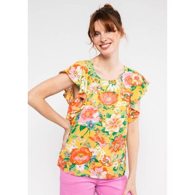 blutsgeschwister Sommer Top Lovebird's Wings Gelb XS S M L XL 2XL Damen blutsgeschwister Sommer Top Lovebird's Wings Gelb XS S M L XL 2XL Damen