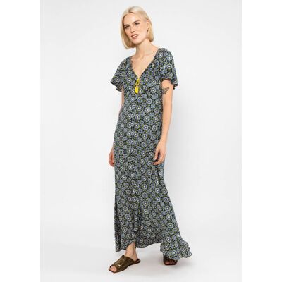 blutsgeschwister Maxikleid Sunset Goddess Blau XS S M L XL 2XL Damen blutsgeschwister Maxikleid Sunset Goddess Blau XS S M L XL 2XL Damen