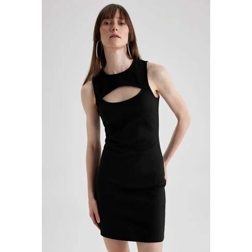 DeFacto Damen Bodycon Kurzarm-Kleid in Midi-Länge