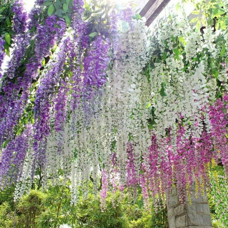 Outdoor3 12x Künstliche Gefälschte Hängende Seidenblumen Wisteria Vine Plant Garden Home Decor