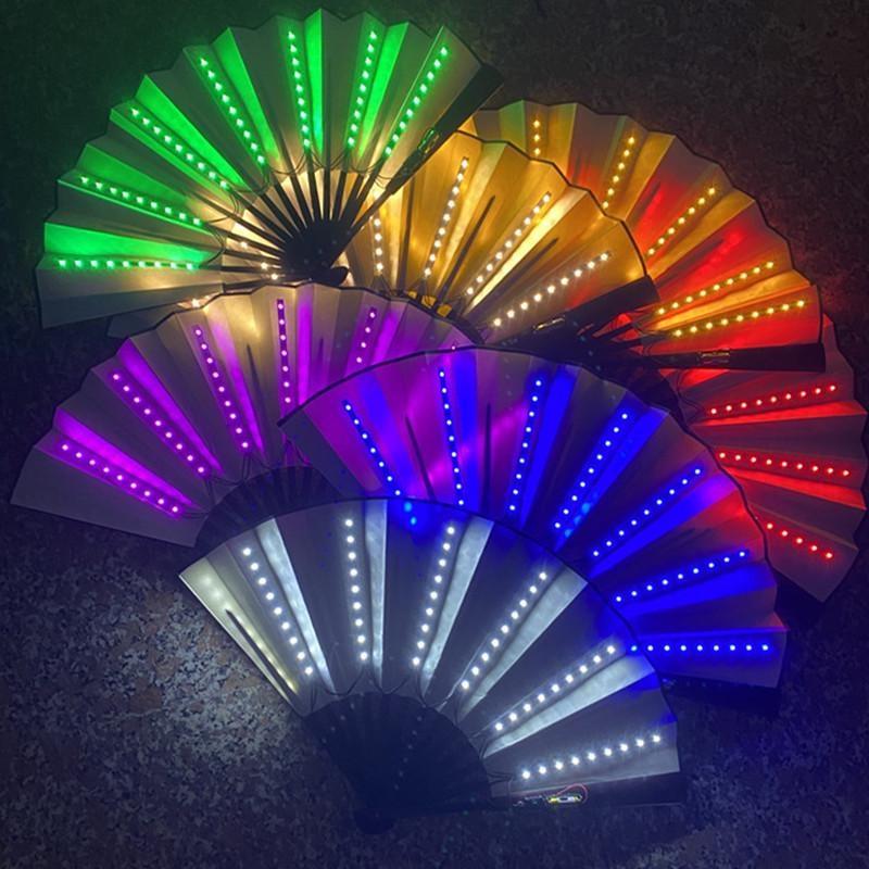 Home & Kitchen 08 Glow Folding Led Fan Dancing Lights Night Show Dj Fluorescent Bar Night Club Party Gifts Halloween Dekoration Color Changing Fan