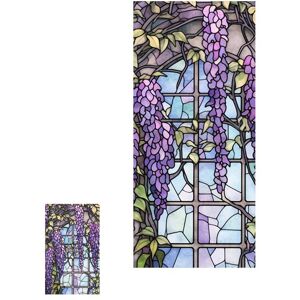 Xs Blumen-Buntglas-Fensterfolie, Uv-Blockierend, Wärmedämmung, Violettes Muster, Statische Fensterfolie