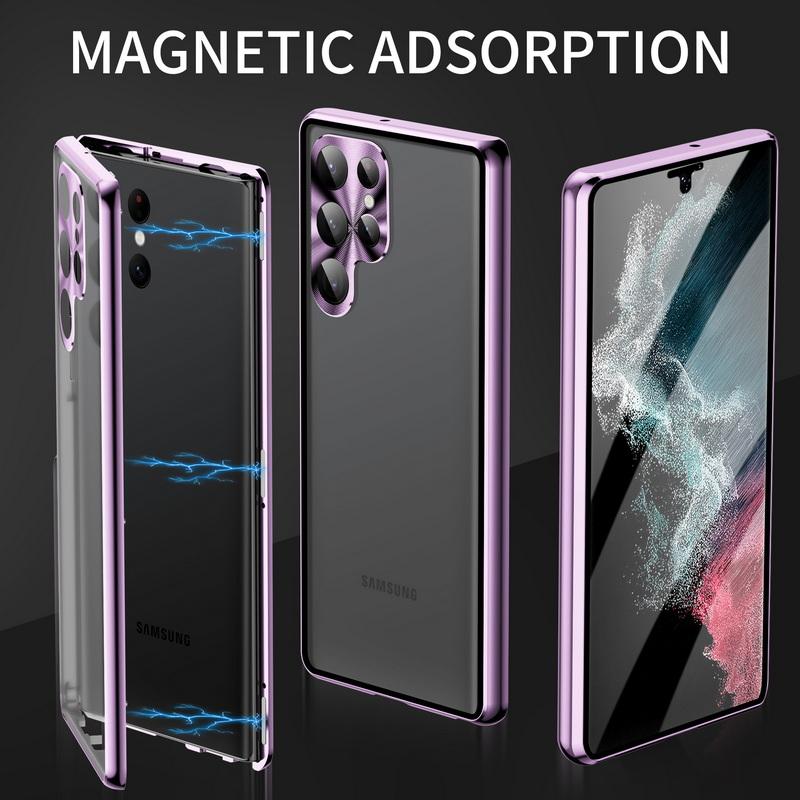 Phone-Cases Vollständig Schützende Magnetische Schutzhülle Aus Aluminiumlegierung Für Samsung Galaxy S24 Ultra S23 S22 S21 Oneplus Nord 2 11 10 Pro