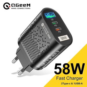 Qgeem 58w Typ C Usb Ladegerät Schnellladung Qc Pd 3.0 Telefon Ladegerät Adapter Eu Us Uk Kr Stecker Für Iphone 14 Ipad Samsung Huawei