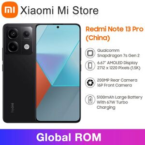Xiaomi Global Rom Redmi Note 13 Pro Smartphone 6,67 Lcd-Display 200 Mp Dreifachkamera Qualcomm Snapdragon 7s Gen 2 Octa Core 5100 Mah Akku 67 W Turboladung