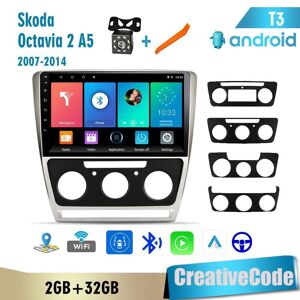 CreativeCode 2 Din Android Autoradio Carplay für Skoda Octavia 2007-2014 Auto Multimedia Video Player Navigation GPS WIFI Android 2 Din 2 + 32GB
