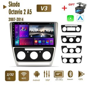 icreative 2 Din Android Autoradio Carplay für Skoda Octavia 2007-2014 Auto Multimedia Video Player Navigation GPS WIFI Android 2 Din 2 + 32GB