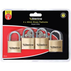 Sterling Mid Security Messing-Vorhängeschloss (Packung mit 4)