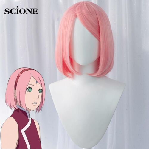 SCIONE Anime Cosplay Cosplay Haruno Sakura Perücke Pink Süße Perücke Haare Haruno Sakura Perücke
