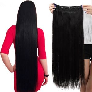 Queen Yang Clip-In-Haarverlängerungen, Lange, Glatte, Synthetische 5-Clip-Haarperücke
