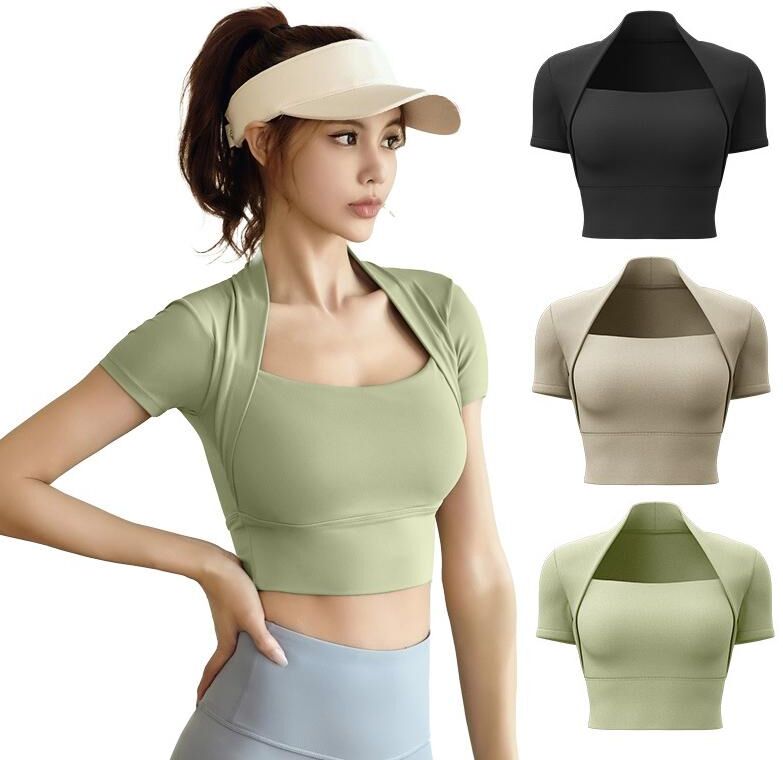 Sports Fitness Clothing Sommer Frauen Gym T-Shirts Kurzarm Yoga Tops Kleidung Sportlich Shirt Weibliche Laufschuhe Tank Tops Atmungsaktive Gym Crop Top Sportswear