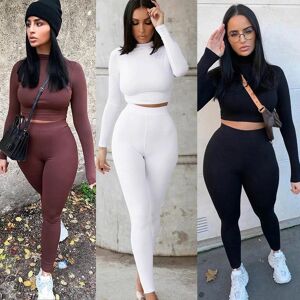 Car Ac 2022 Die Neue Mode Trainingsanzug Frauen Rollkragen Langarm Crop Top + Leggings Passenden Set Stretchy Sportliche Fitness Casual Outfits