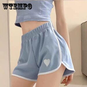 Wtempo Frauen Liebe Stickerei Sport Shorts Casual Hause Kurze Hosen Ins Sommer Dünne Abschnitt Lose Breite Bein Shorts Mädchen Nette Shorts