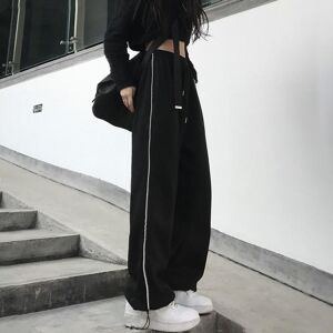 Lucky Black Cat Casual Hosen Frauen Bündel Füße Hosen Hohe Taille Oversize Lose Breite Bein Kordelzug Streetwear Jogger Weibliche Jogginghose