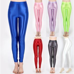 7beakaq Damen-Glitzerstrümpfe, Sexy Satin, Glänzend, Hohe Taille, Yoga-Leggings, Neun Punkte, Glänzend, Öliger Glanz