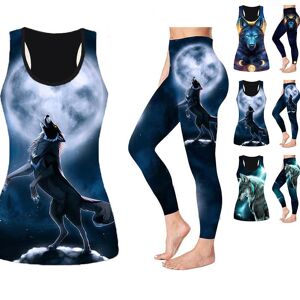 Hexizhi Big Wolf Print Yoga-Outfit Für Damen, Modische 3d-Gedruckte Workout-Leggings, Fitness, Sport, Hohe Taille, Lässige Yoga-Hose
