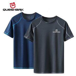 Queshark Männer Quick Dry Sport Lauf T-Shirt Angeln Lose Kurzarm Tops Fitness Gym Workout Tees Shirts Radfahren Jersey