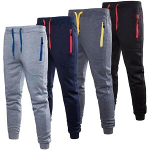 Eight Eight Herren-Sport-Laufhose Mit Reißverschlusstaschen, Elastische Lange Hose, Trainingsanzug, Fitness, Training, Jogger, Training, Fitnessstudio, Jogginghose