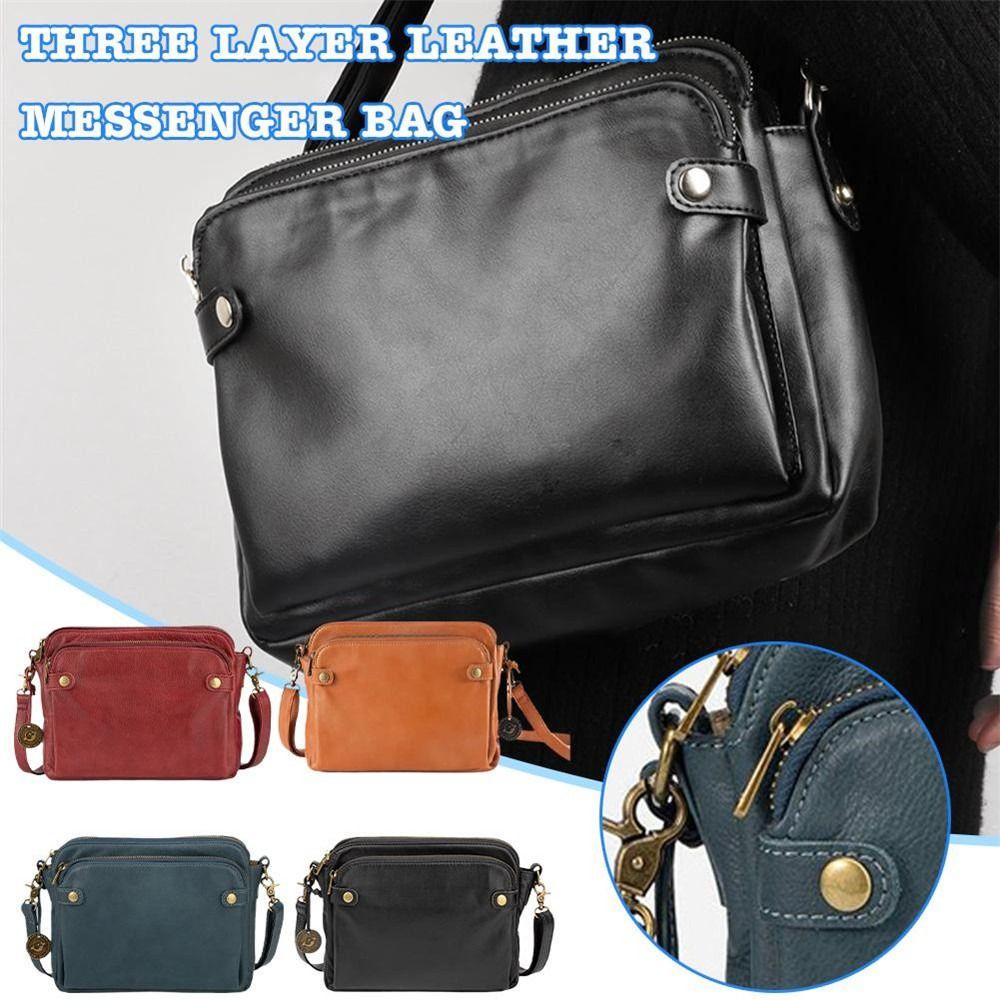 Heiating33 Messenger Bag Totes Crossbody Bags Women'S Handbag Bag Three Layer Leather Crossbody Shoulder Bag