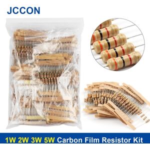 Jccon 1 W 2 W 3 W 5 W Carbon Film Widerstand Rang Sortiment Kit Widerstände Kit Ohm Farbe Ring Widerstand (0,1 Ohm - 820 Ohm) (1k Ohm - 750k Ohm)