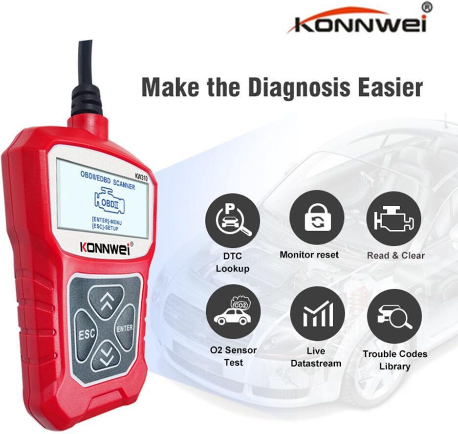 Konnwei Kw310 Universal-Autoscanner Professioneller Automotive-Codeleser Fahrzeug-Can-Diagnosescan