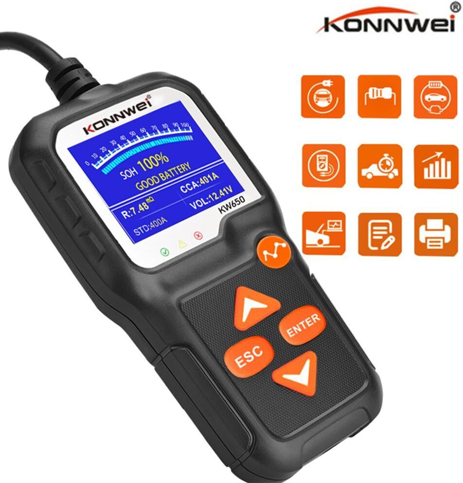 Konnwei Autobatterietester, 12-V-Autobatterie-Ladetester Für Das Anlasssystem Und Das Ladesystem