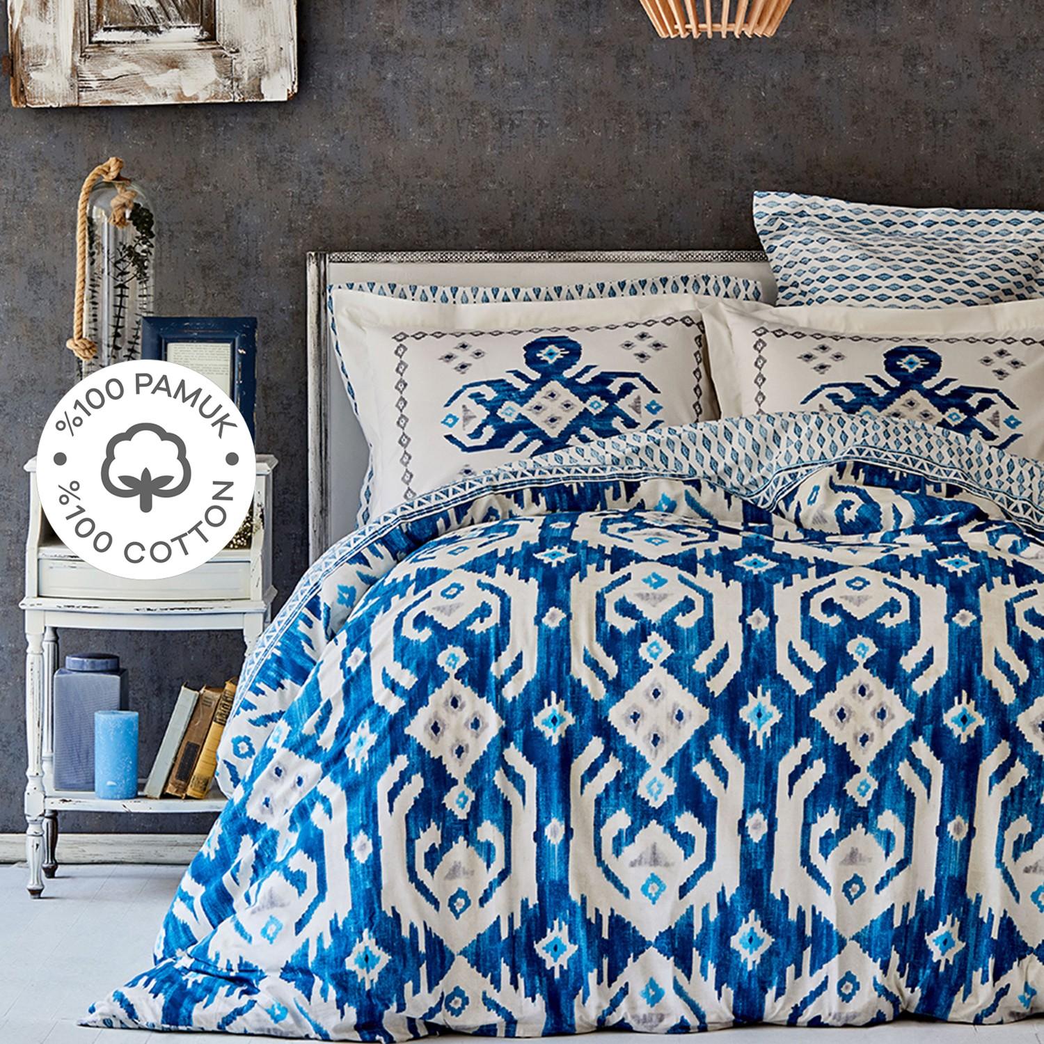 Living Space Luxuries Neos Blaues Bettwäscheset Für Doppelbetten Aus 100 % Baumwolle