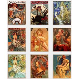 Aidegou5 Vintage-Frau, Alphonse Mucha, Leinwandkunst, Poster Und Druck, Leinwandgemälde An Der Wand, Bilder Für Wohnzimmer, Heimdekoration, Ohne Rahmen