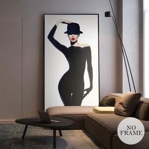 Iaidegou-9 Moderne Wunderschöne Frau Trägt Schwarzes Kleid Leinwand Malerei Sex Model Poster Und Drucke Kunst Wandbilder Für Wohnzimmer Hd