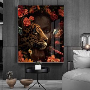 Aidegou23 Afrikanische Kunst Schwarze Frau Tiger Rose Vogel Ölgemälde Auf Leinwand Cuadros Poster Und Drucke Wandkunst Bild Für Wohnzimmer Dekor