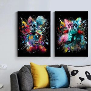 Aidegou3 Moderne Trippy Leinwand Malerei Abstrakte Tiere Hunde Poster Und Drucke Wand Kunst Bild Für Wohnzimmer Hause Dekoration Cuadros