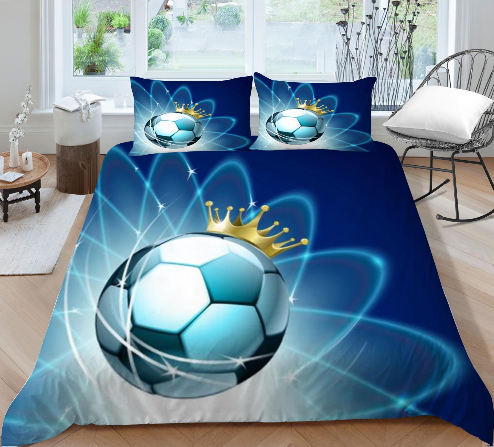 5d Luxurious Bedding Hot Sale Mode Tagesdecke Bettbezug Set Mit Kissenbezug Quilt Cover Fußball Druck Atmungsaktive Mikrofaser Bettwäsche Anzug