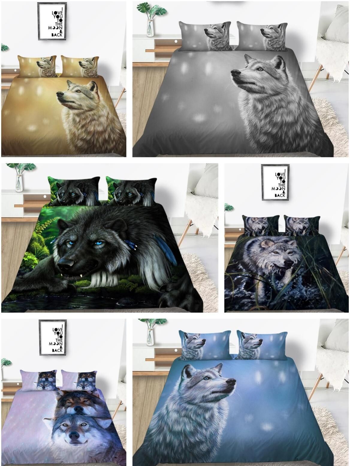 Luxury Bedding Highend New Fashion Boy Lady Kinder Doppel-Bequeme Queen-King-Size-3d-Wolf-Bedruckte Bettwäschebezüge