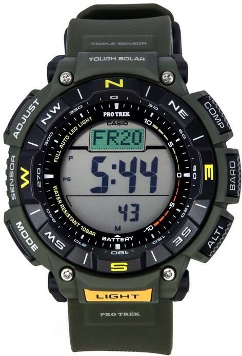 Casio Pro Trek Digital Green Bio Based Resin Strap Tough Solar Prg-340-3 100m Herrenuhr