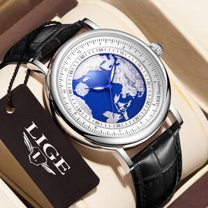 2023 Lige Herren Uhren Mode Blue Planet Kreative Erde Quarz Armbanduhr Leder Sport Uhr Für Männer Uhr + Box