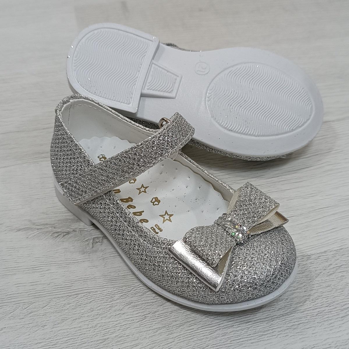 Fiyra 8008 Handmade Orthopedic Baby Girl Babet Shoes With Silver Lurex Velcro