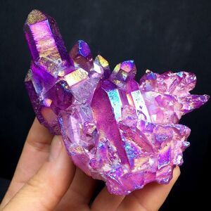 Tongjji-Daily Necessities Natürliche Quarz-Amethyst-Cluster-Kristallstein-Heilung, Galvanisiert, Bunte Kristall-Cluster-Mineralprobe, Heimgeschenke, 1 Stück