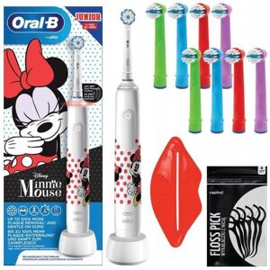 Esiteo Zahnbürstenhalter Oral-B Junior Minnie Mouse + Nachkaufset Kids Soft Bristles Eb-10a Color X8 + Gratis-Geschenke.