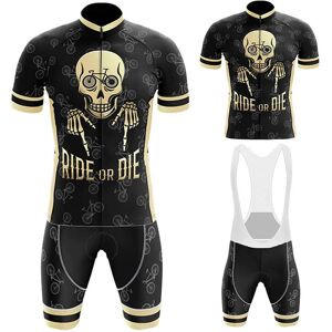 Aonuo Cycling Clothing Neues Ride Or Die Totenkopf-Muster-Radtrikot-Set, Sommer-Kurzarm-Straßenfahrradbekleidung, Schnell Trocknende Mountainbike-Uniform Für Herren