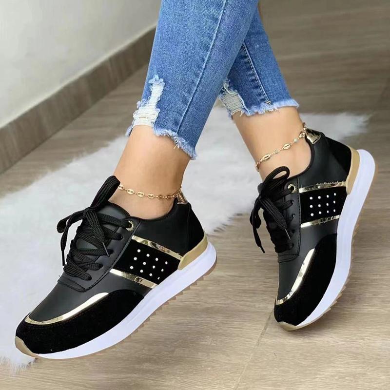 Yoghurt Frauen Turnschuhe Plattform Schuhe Leder Patchwork Casual Sport Schuhe Damen Outdoor Laufen Vulkanisierte Schuhe