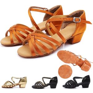 Little Spring Modische Latin-Tanzschuhe Aus Satin Mit Dicken Absätzen