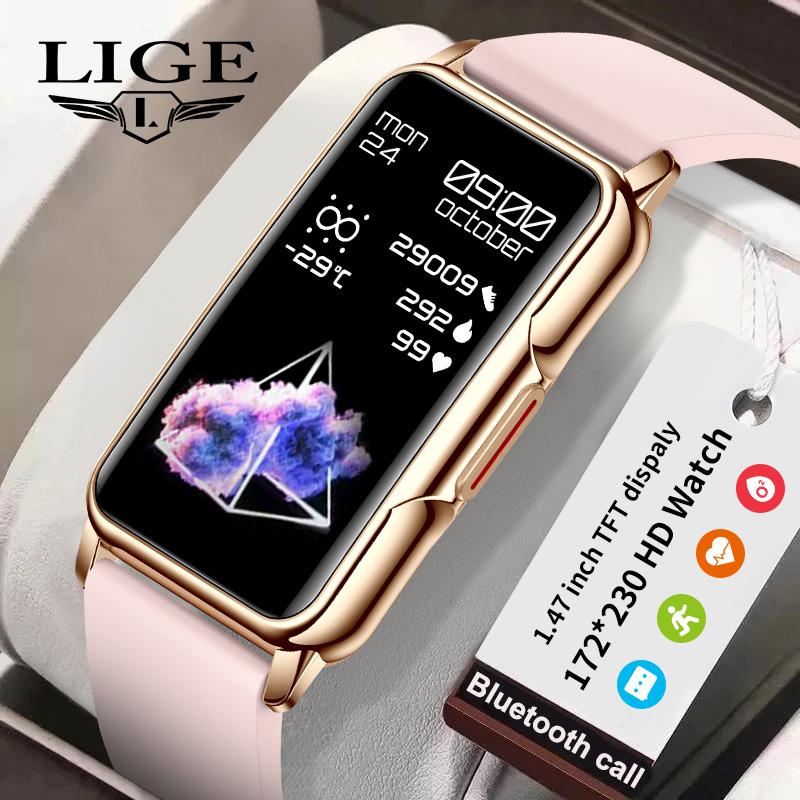 Lige Smart Watch Bluetooth Verbundenes Telefon Musik Fitness Männer Smartwatch Herzfrequenz Blut Sauerstoff Wasserdicht Sport Smart Armband Frauen